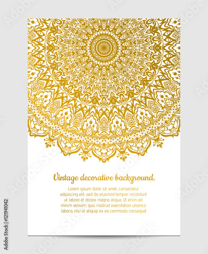 Invitation with hand drawn mandala pattern.