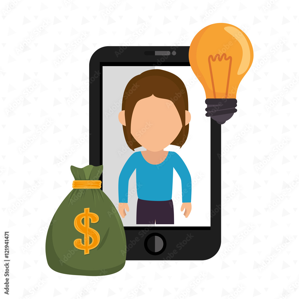 woman smartphone bag money vector illustration eps 10 woman smartphone bag money vector illustration eps 10