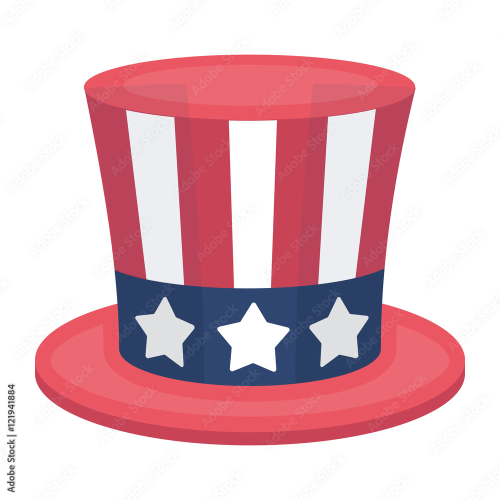 Uncle Sam's hat icon in cartoon style isolated on white background. Patriot  day symbol stock vector illustration. Stock Vector | Adobe Stock