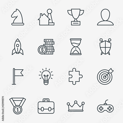 Business fun game or gamification icons