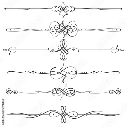 Calligraphic flourishes page dividers decoration illustration