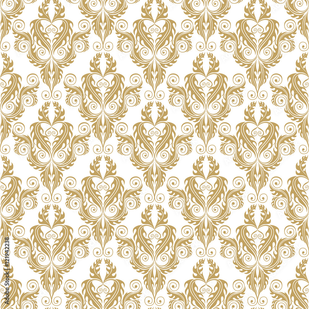 golden damask seamless pattern