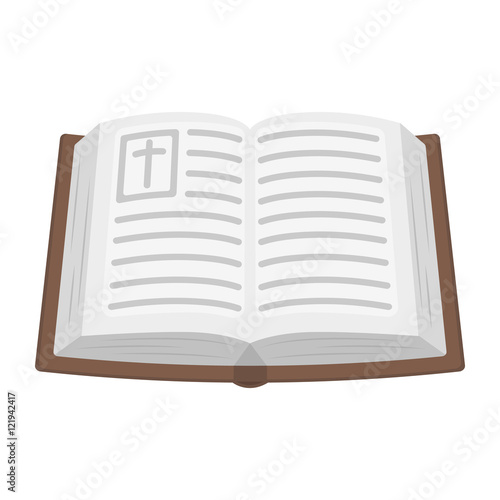 Bible icon in cartoon style isolated on white background. Religion symbol stock vector illustration.