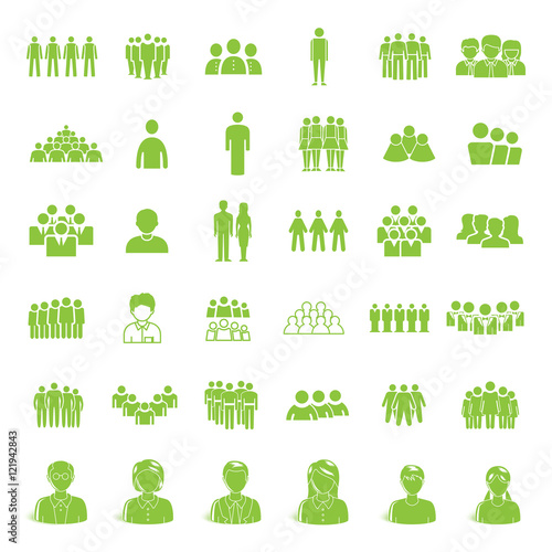 People Icons Set - Isolated On White Background. Vector Illustration, Graphic Design. For Web, Websites, Print. Business Concept