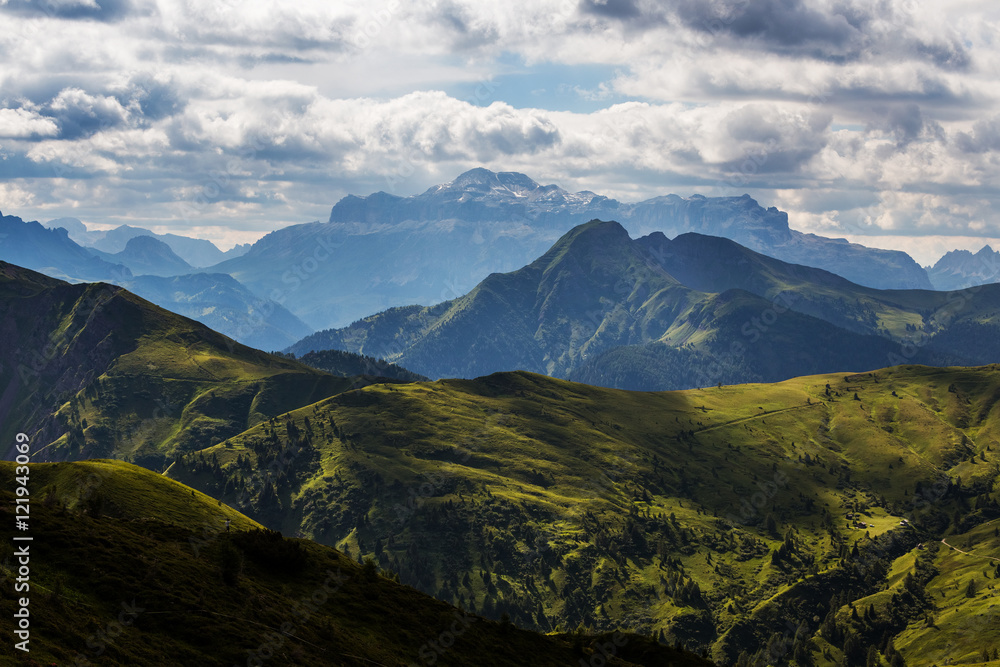Beautiful summer mountain landscape. Valley, Dolomites Alps, Ita