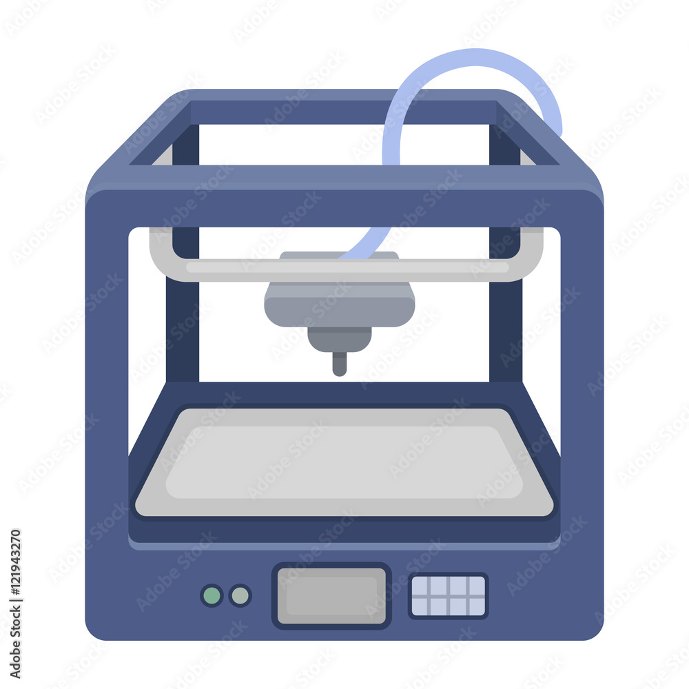 3D Printer in cartoon style isolated on white background