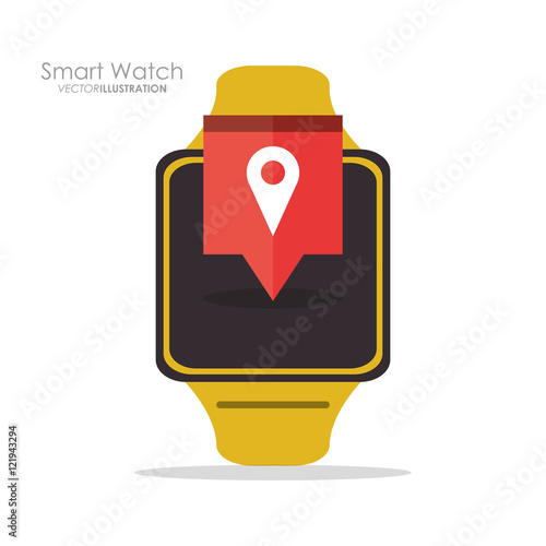 Smart watch and gps icon. App media wearable technology and gadget theme. Colorful design. Vector illustration