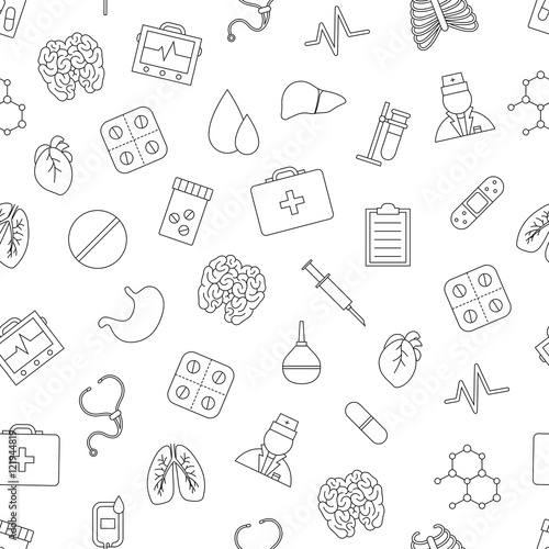 Hospital pattern black icons