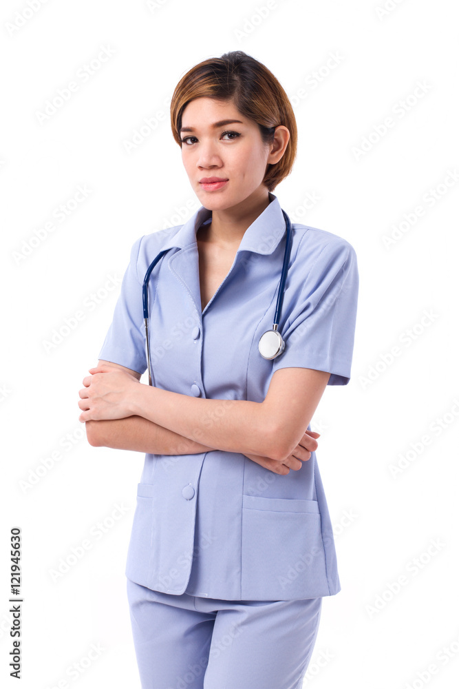 confident, professional nurse white isolated background