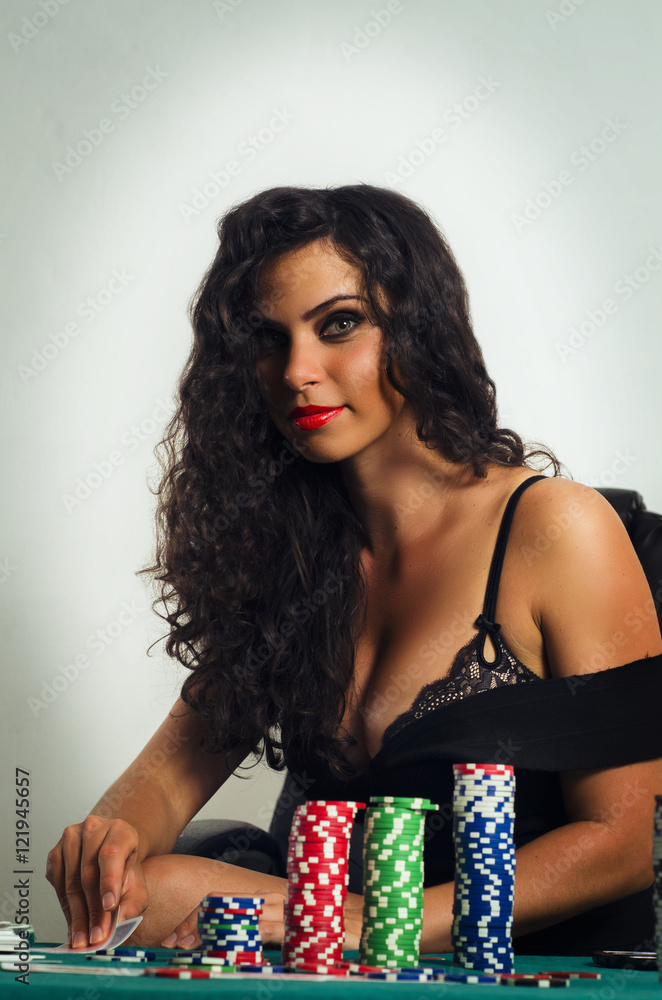 Portrait of sexy poker woman foto de Stock | Adobe Stock