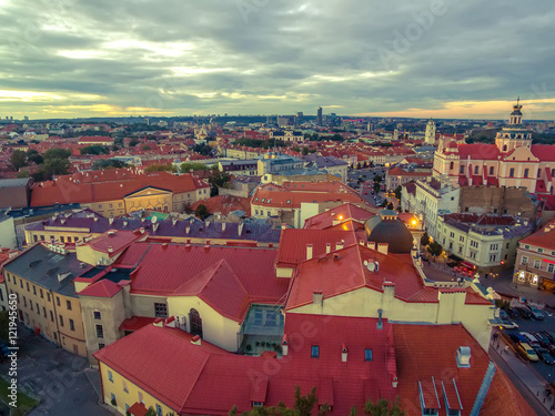 Vilnius  Lithuania  aerial top view of the old town