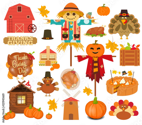 Thanksgiving Set of Turkey Day Objects