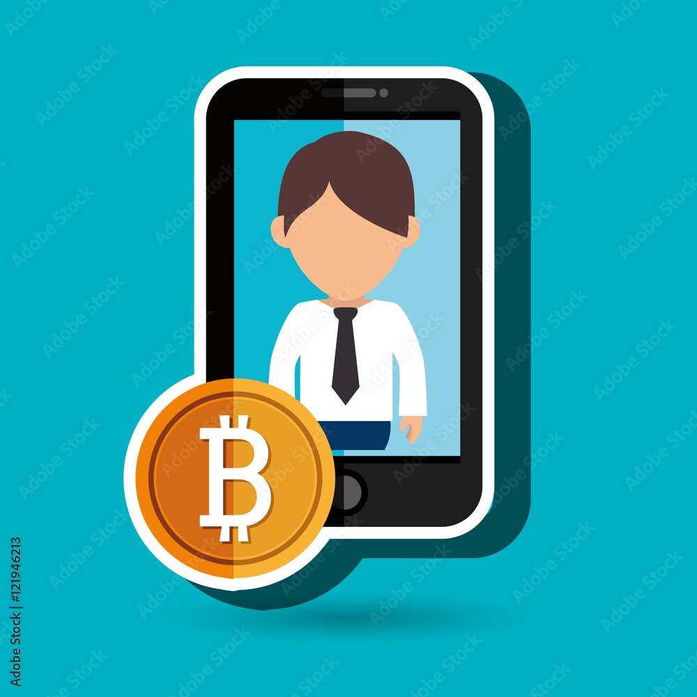 man smartphone bit coin vector illustration eps 10 man smartphone bit coin vector illustration eps 10