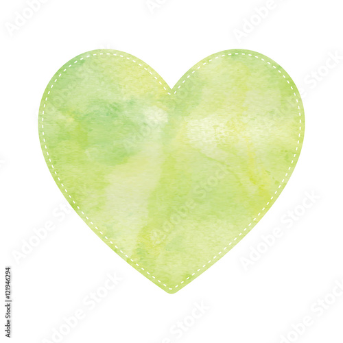 Green and yellow heart on white background