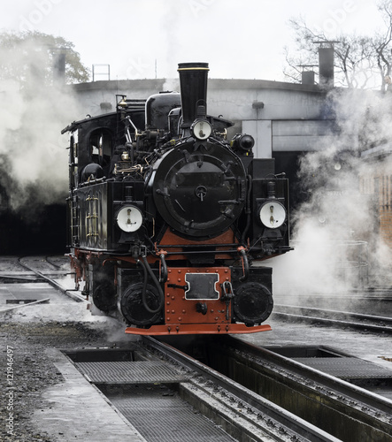 old black steam locomotive in germany