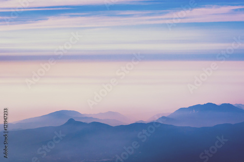 mountains in mornig haze
