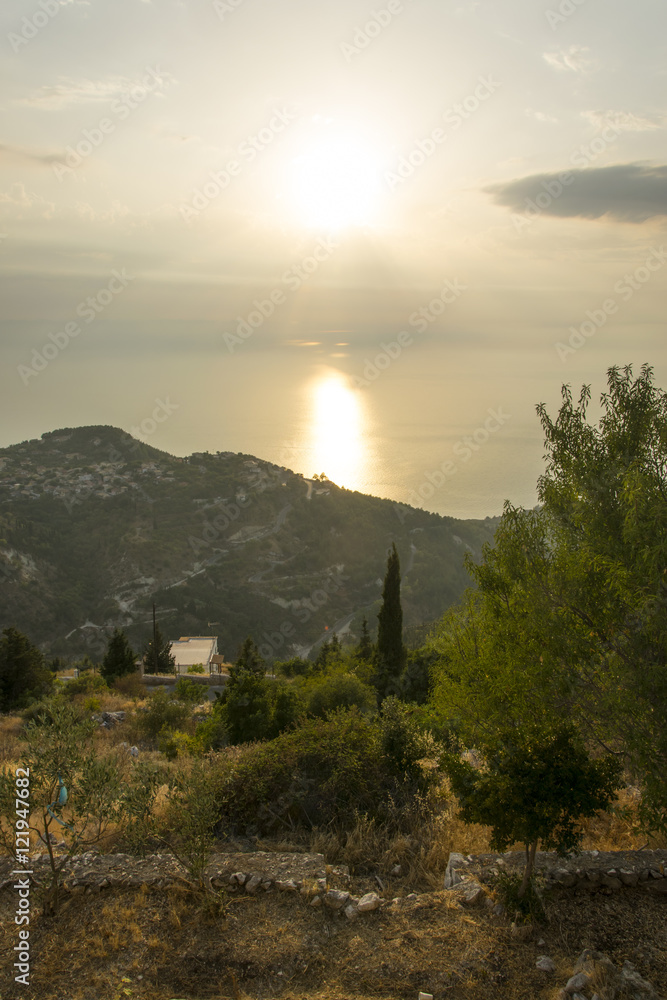 View from the top of the hill towards sea at sunset 1 View from the top of the hill towards sea at sunset 1