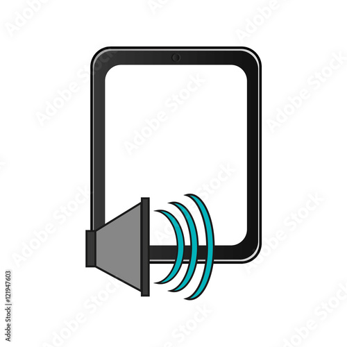 flat design modern cellphone and speaker  icon vector illustration