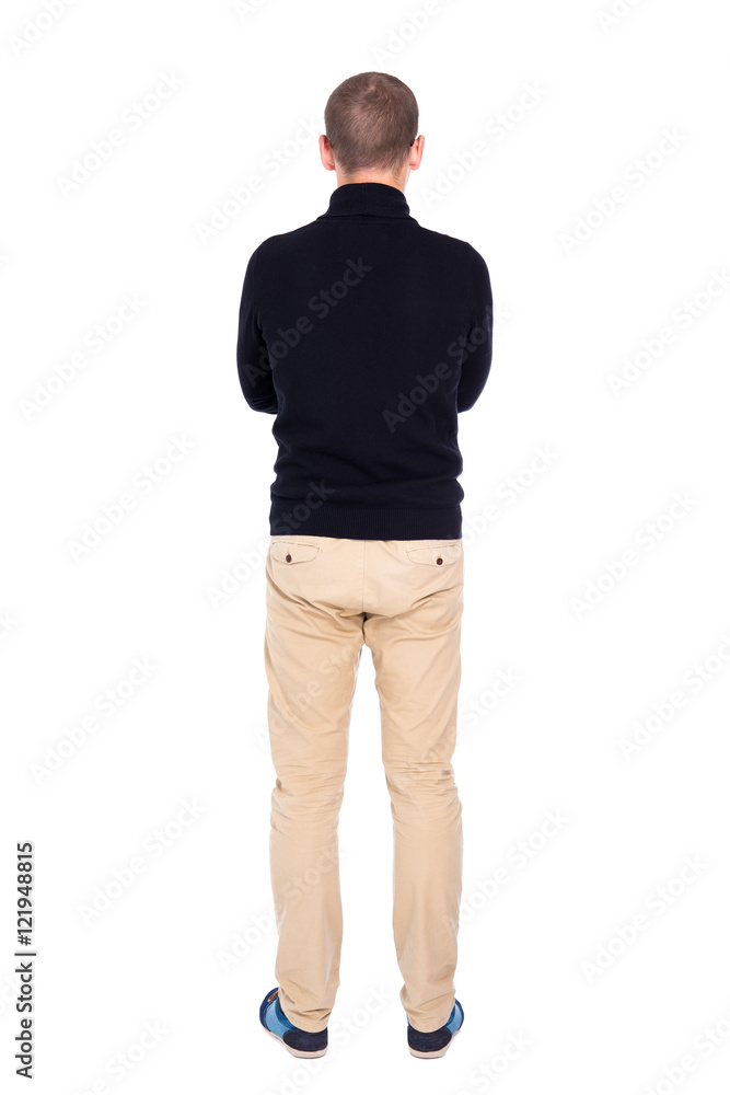 back view of young man student or office worker isolated on whit back view of young man student or office worker isolated on whit