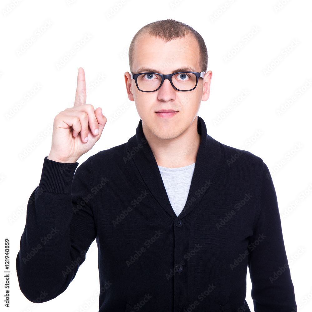 idea concept - portrait of young handsome man in glasses isolate idea concept - portrait of young handsome man in glasses isolate