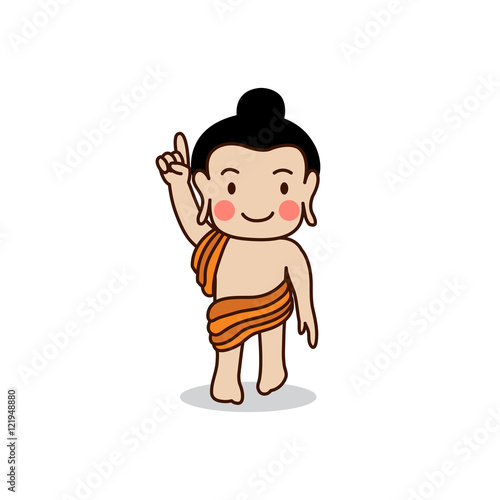 Baby Buddha born vector illustration. Isolated on white background.