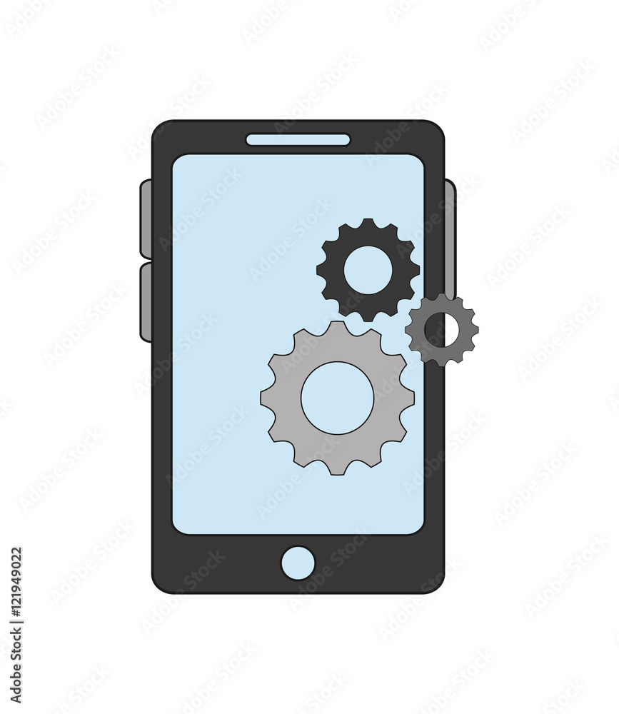 flat design modern cellphone and gear icon vector illustration flat design modern cellphone and gear icon vector illustration