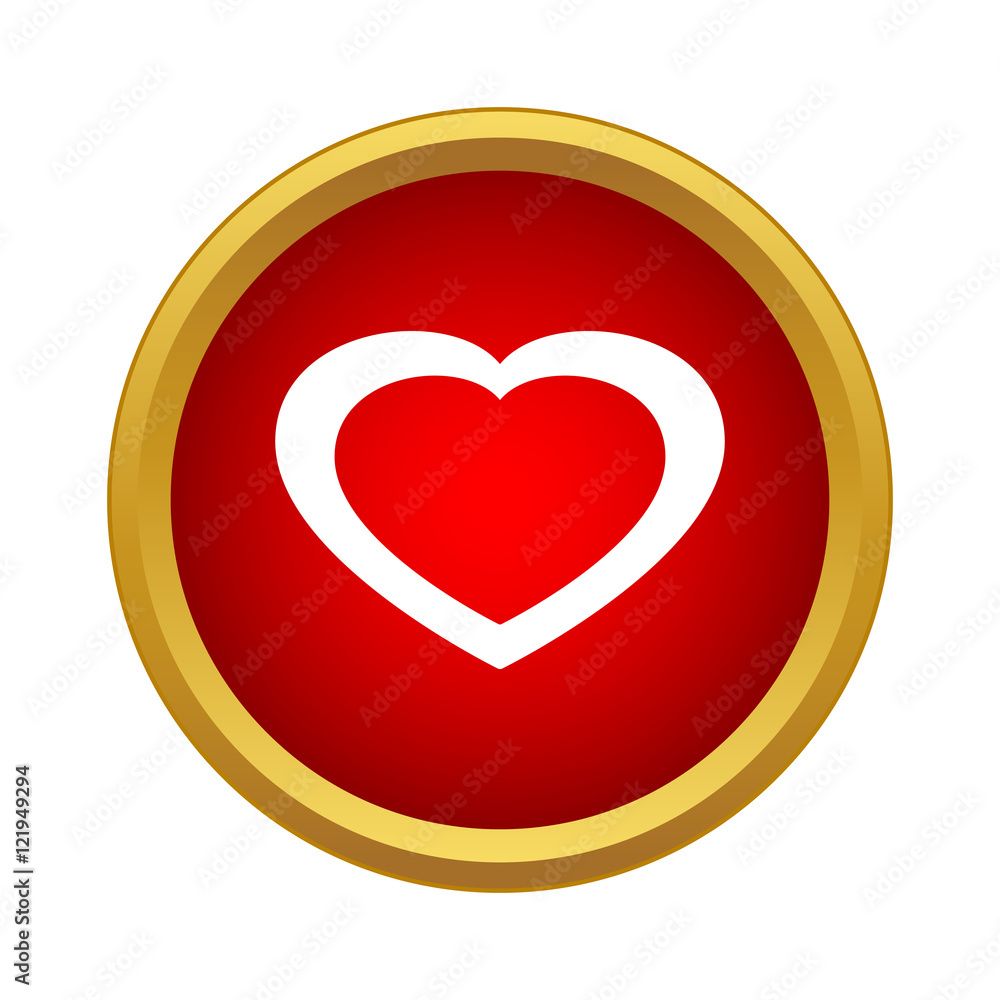 Healthy heart icon in simple style in red circle. Health and analyses symbol Healthy heart icon in simple style in red circle. Health and analyses symbol