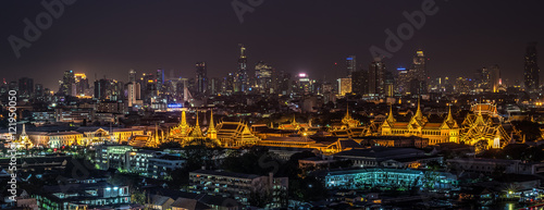 Thailand Grand palace and Wat phra kaew at night in Bangkok, Thailand