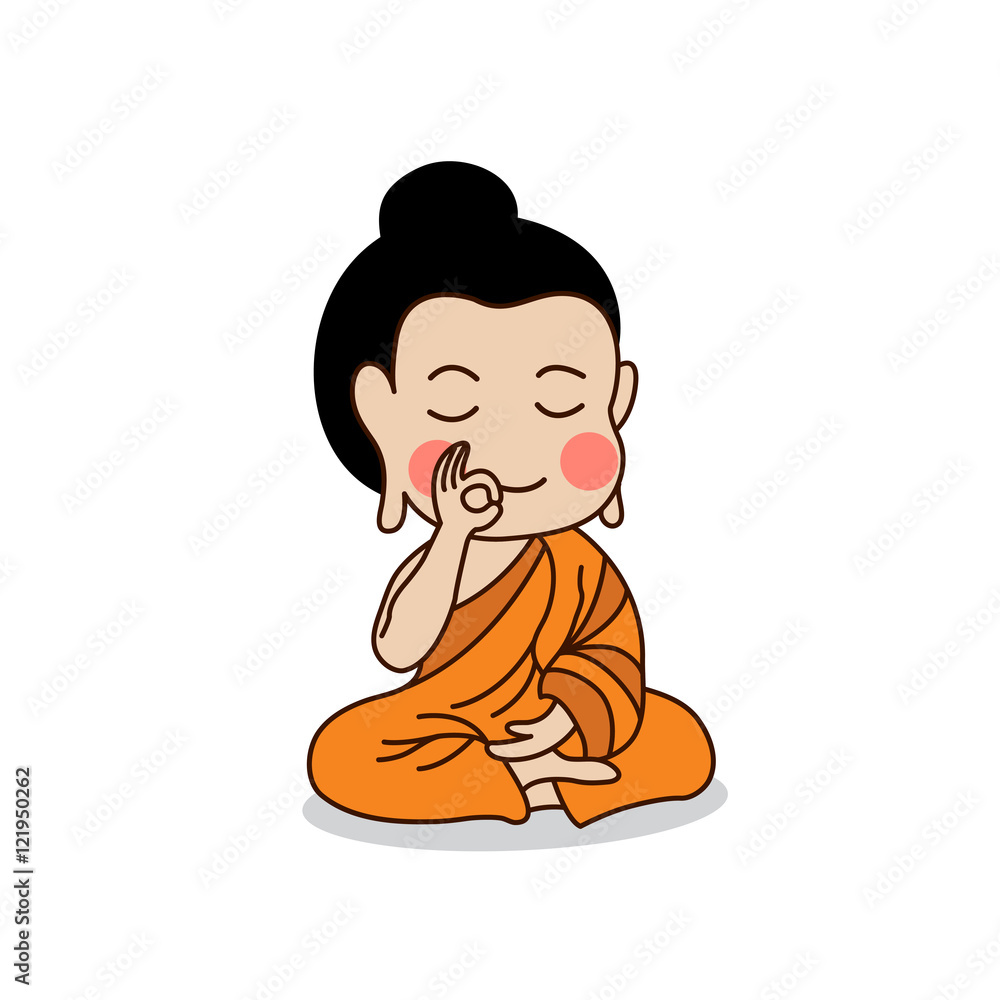 Sitting Buddha with the right hand raising vector illustration. Isolated on white background. Sitting Buddha with the right hand raising vector illustration. Isolated on white background.