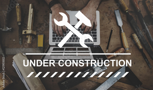 Under Construction Warning Sign Icon Concept photo