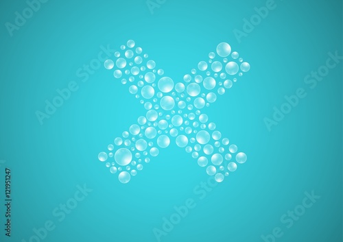 water drops on blue background, cross symbol