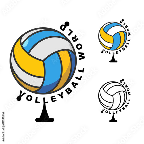 World volleyball. Globe ball game. Sports accessory as earth sph