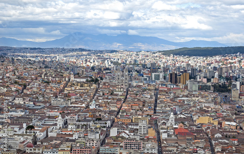 High view of the city of Quito, Ecuador, Southamerica