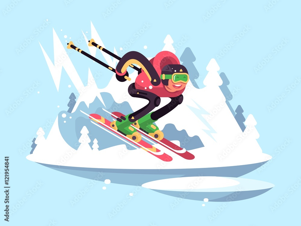 Man skiing in winter Man skiing in winter