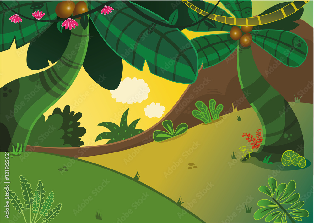 Obraz premium Cartoon Tropical Forest
