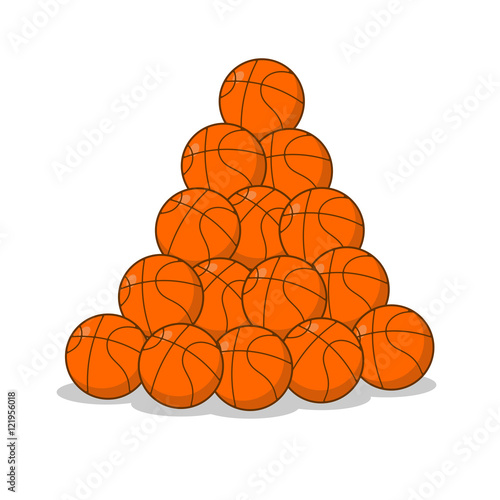 Pile of basketball ball. many of orange balls. Sports accessory