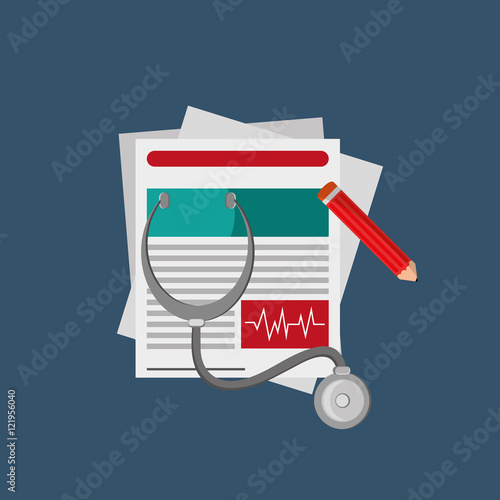 medical history with health insurance related icons image vector illustration