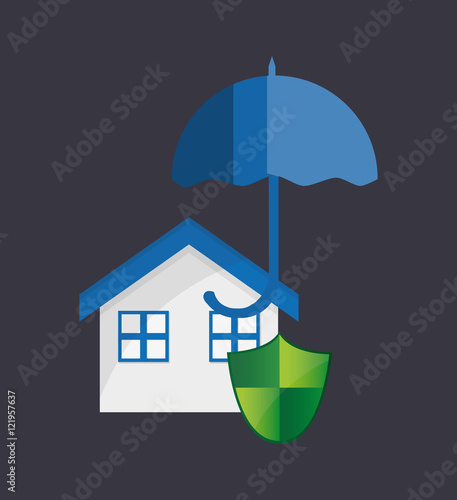 shield and house with insurance services related icons image vector illustration