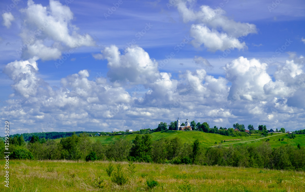 Church on Hill - typical middle russian landscape 