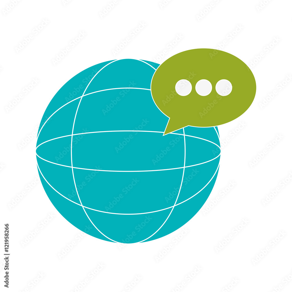 flat design earth globe diagram and conversation bubble icon vector illustration flat design earth globe diagram and conversation bubble icon vector illustration