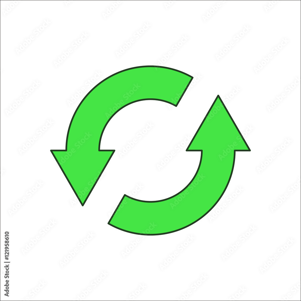 Recycle symbol sign flat icon on background Recycle symbol sign flat icon on background