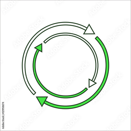 Recycle symbol sign flat icon on background