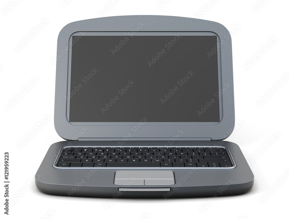 Black laptop isolated on white background. 3d rendering Black laptop isolated on white background. 3d rendering