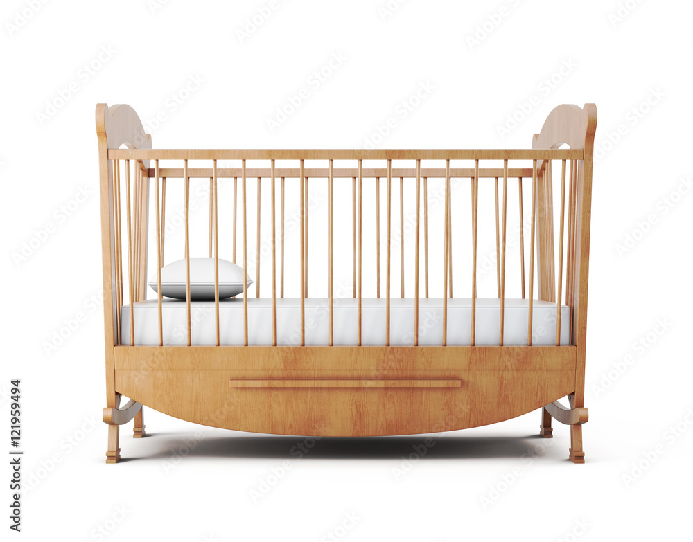 Cot bed isolated on white background. 3d rendering Cot bed isolated on white background. 3d rendering