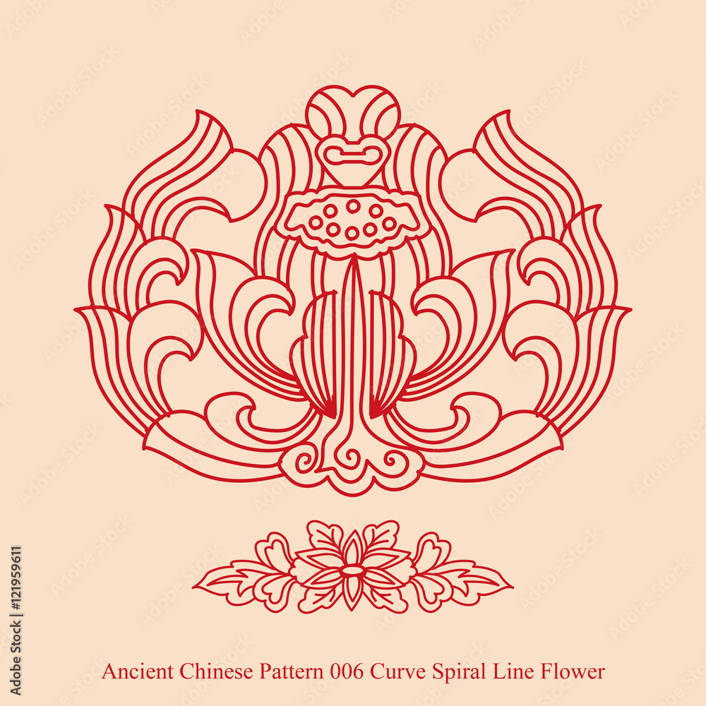 Ancient Chinese Pattern_006 Curve Spiral Line Flower Ancient Chinese Pattern_006 Curve Spiral Line Flower