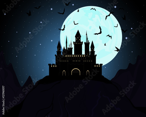 Halloween Dracula's castle. Vector illustration