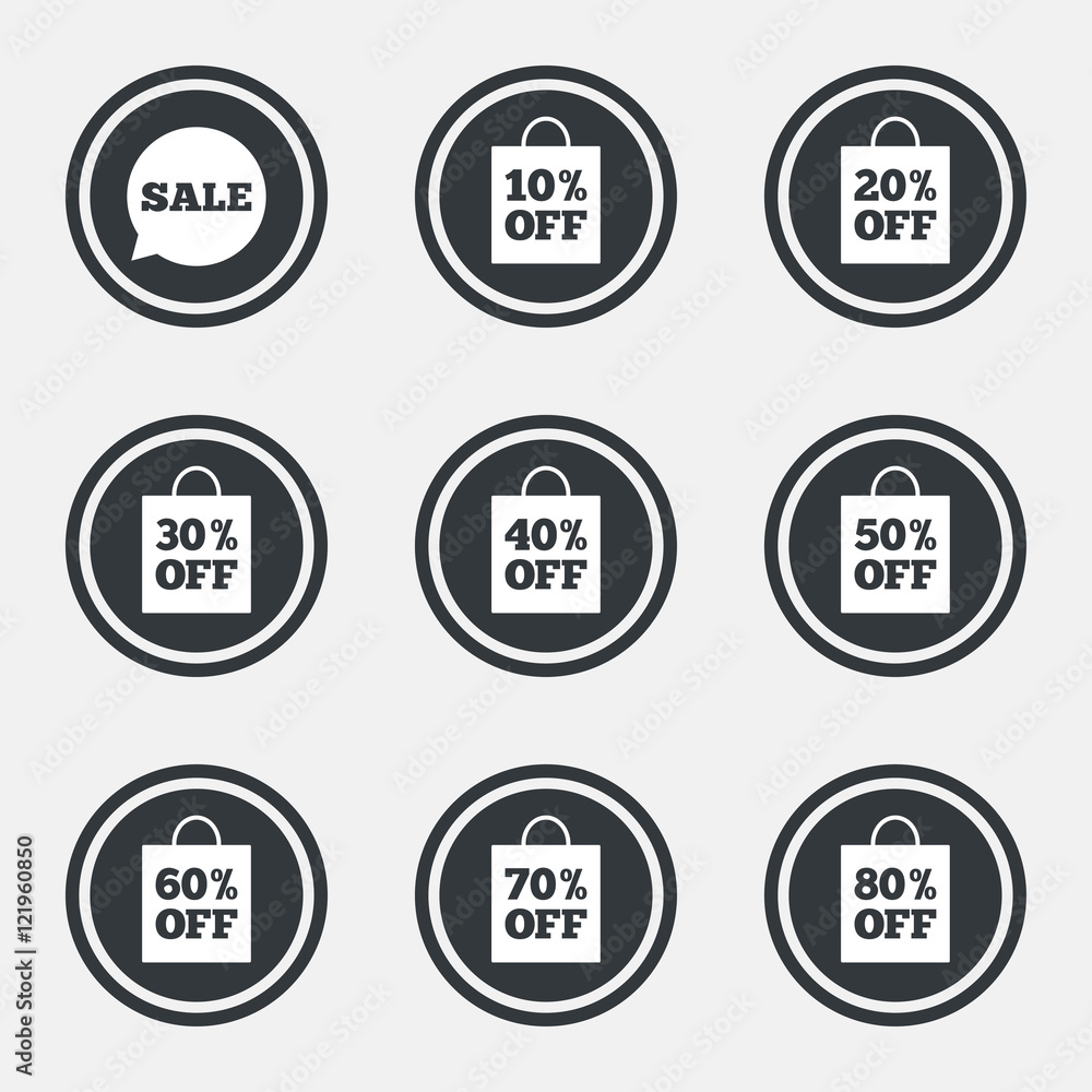 Sale discounts icons. Special offer signs. Sale discounts icons. Special offer signs.