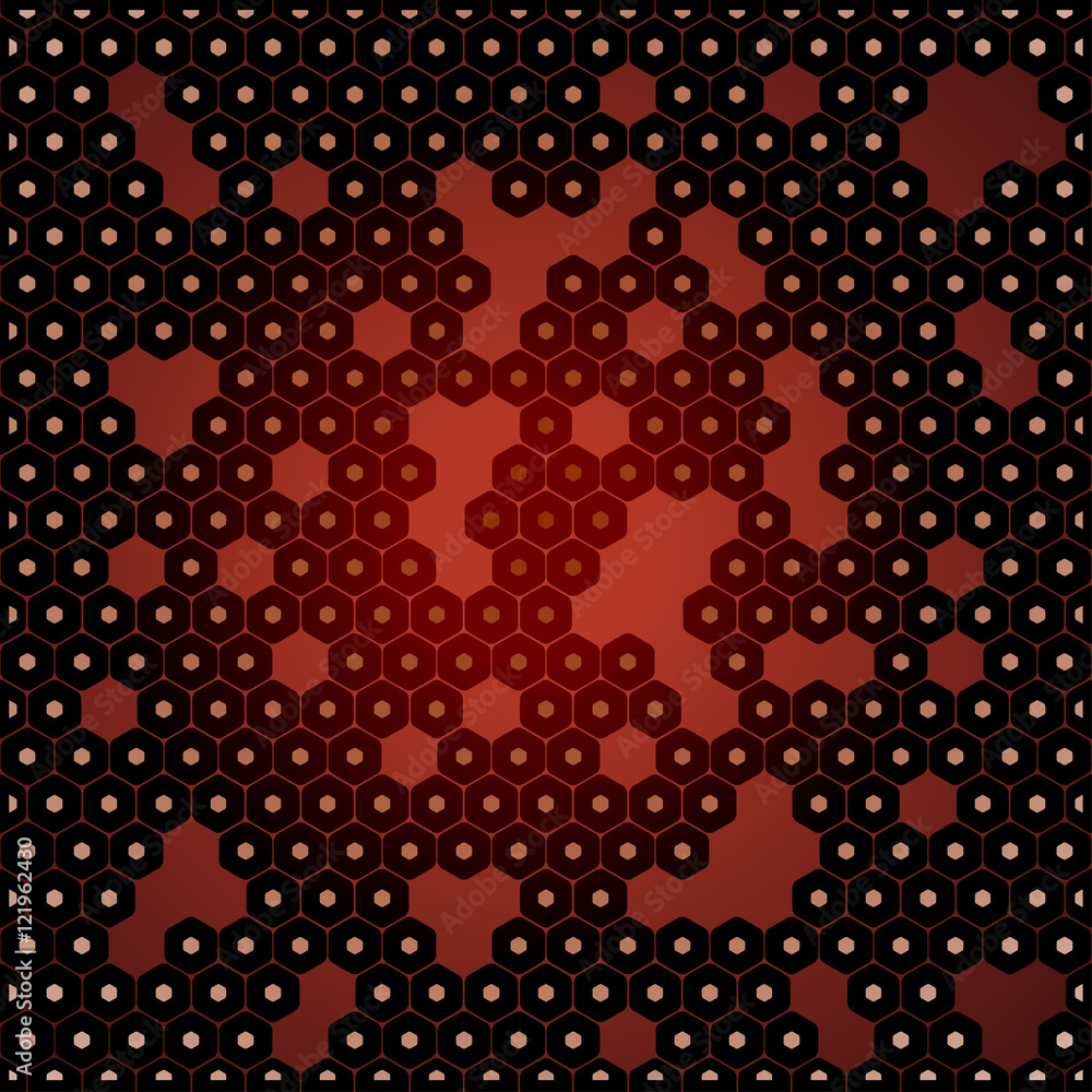 Vector abstract dark red background with hexagon shapes and holes. Vector abstract dark red background with hexagon shapes and holes.