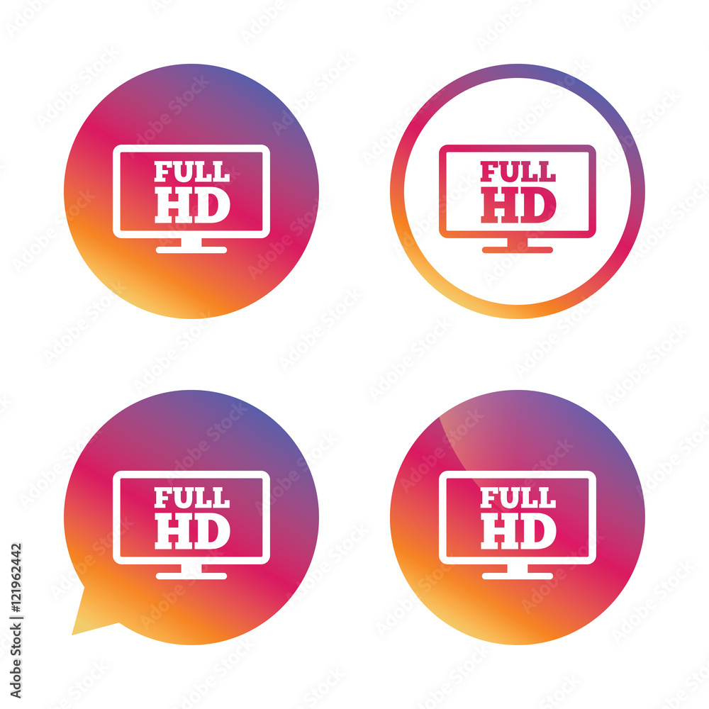 Full hd widescreen tv. High-definition symbol. Full hd widescreen tv. High-definition symbol.