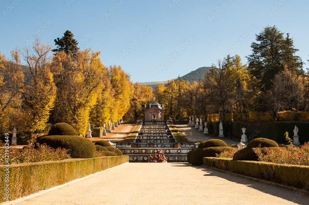 Baths of Diana cascade at the Royal Palace of La Granja de San Ildefonso (Spain)